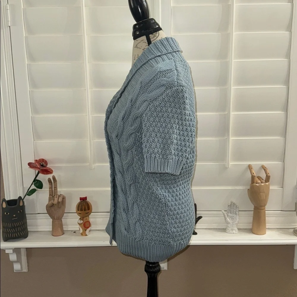 Talbots Short Sleeve Cable Knit Cardigan Sweater